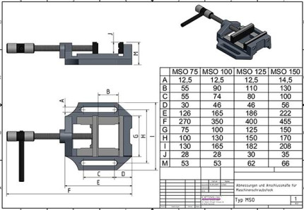 Lehký strojní svěrák MSO 150 s prizmou